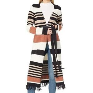 Moon River Women's Color Block striped Duster Long Chenille Sweater Size Med NEW